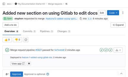 Viewing a merge request