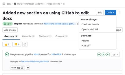 Opening the Gitlab Web IDE from a merge request